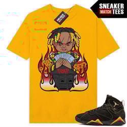 citrus 7s to match sneaker match tees gold 'trap chucky'