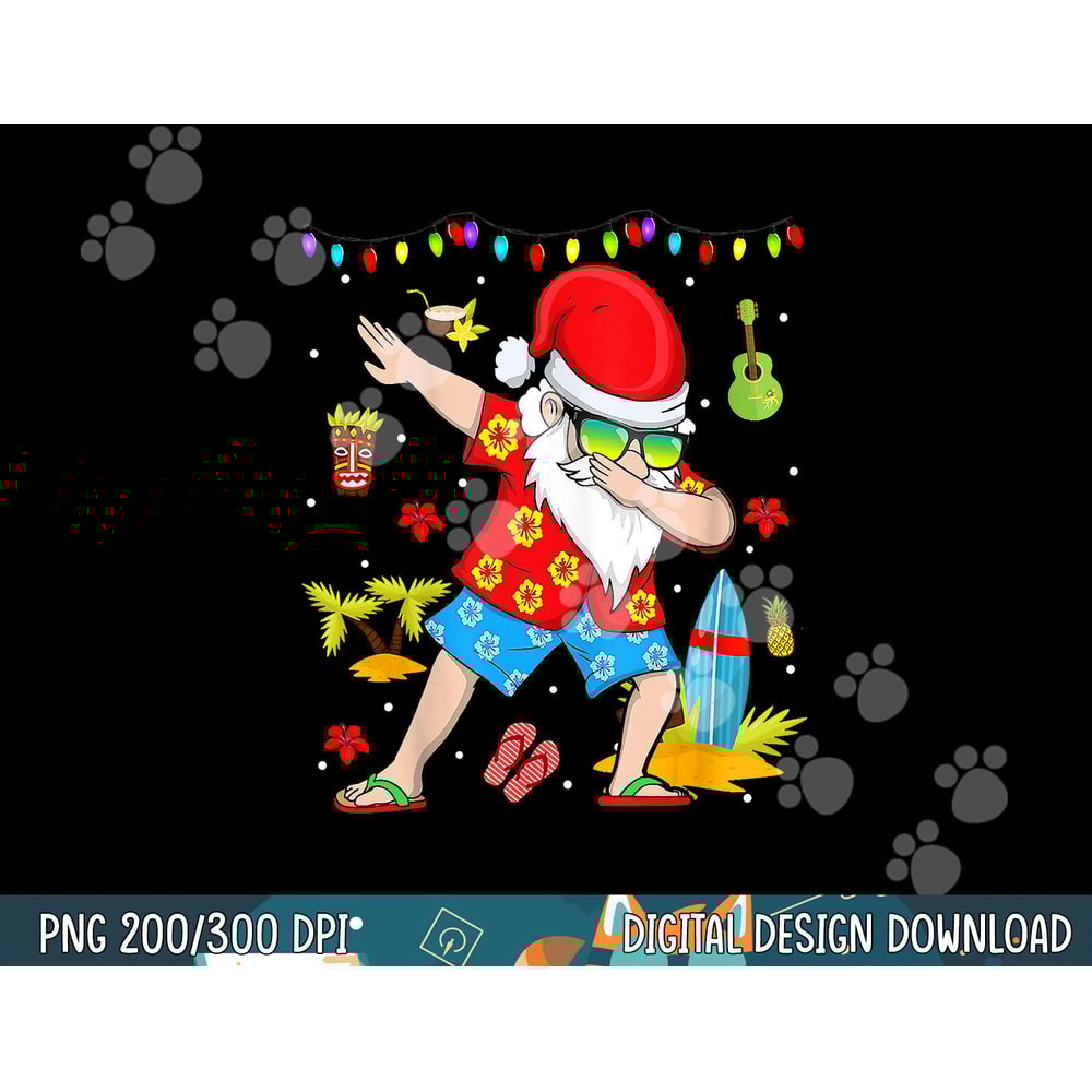 Dabbing Santa Christmas Summer Tropical Hawaiian Surfing png,sublimation copy.jpg