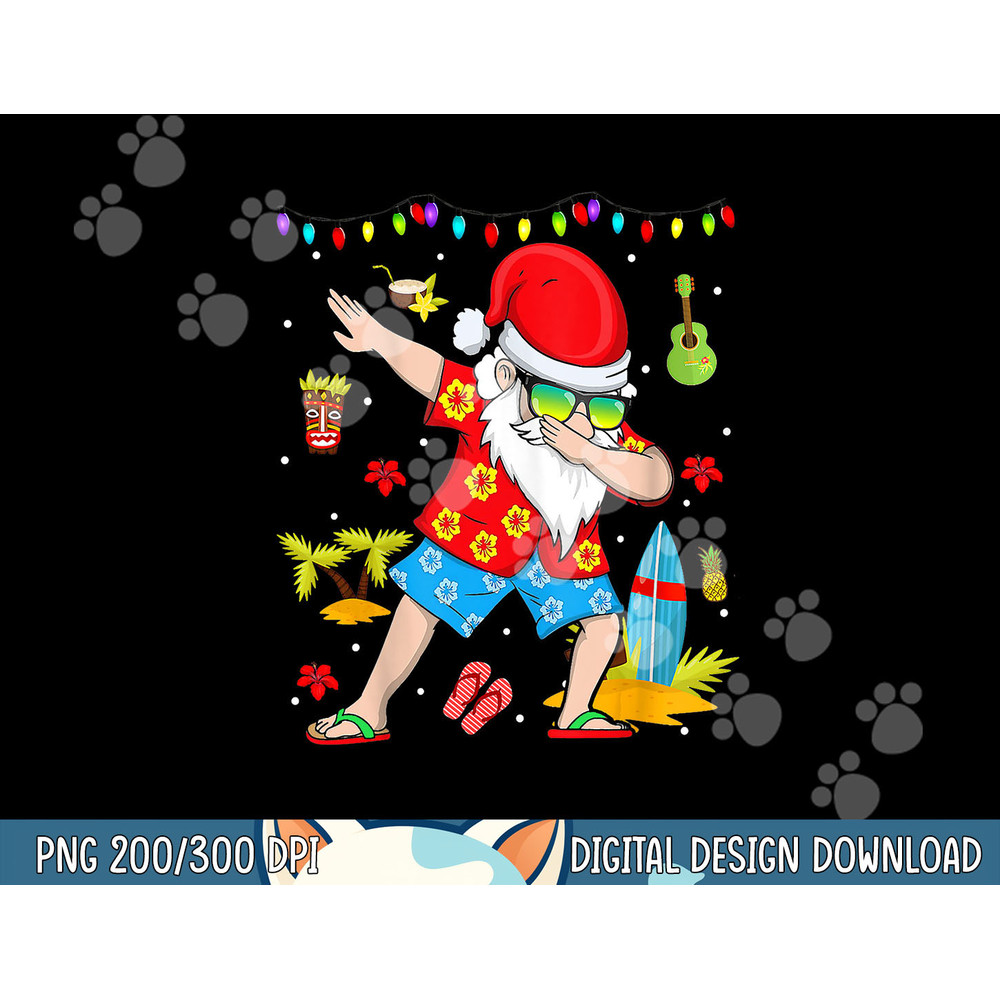 Dabbing Santa Christmas Summer Tropical Hawaiian Surfing png,sublimation copy.jpg