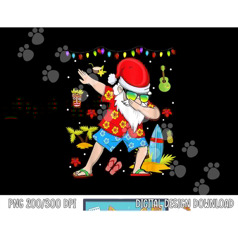 Dabbing Santa Christmas Summer Tropical Hawaiian Surfing png,sublimation copy.jpg
