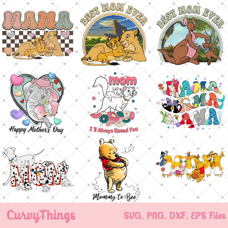Best Mom Ever Lion King Png, Lion King Mama Png, Mommy to Bee Pooh Png, Dog Mom Png, Dumbo Mom Png, The Little Mermaid Mama Png - 1.jpg