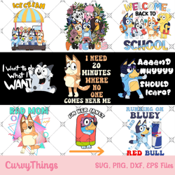 funny bluey muffin png, bluey ice cream png, bluey friends p