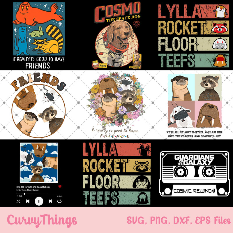 Guardian of the galaxy Png, Cosmo The Space Dog Png, Lylla Rocket Floor Teefs Png, Rocket and friends Png, Rocket Guardian of the galaxy Png - 1.jpg