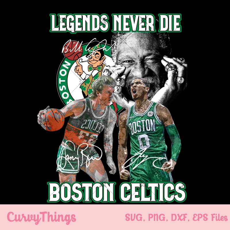 Jayson Tatum and Larry Bird legend never die Boston signatures Png, Larry Bird Basketball Celtics Classic 90s Png - 1.jpg