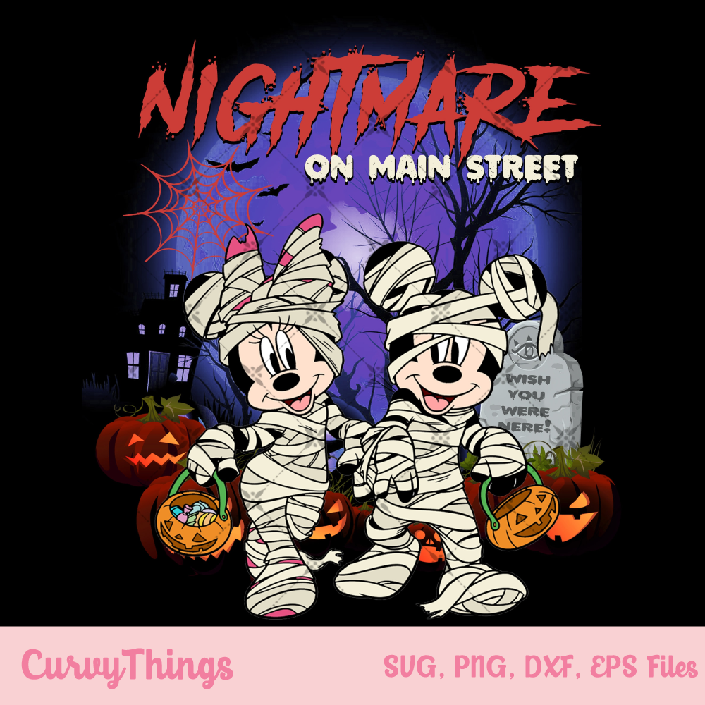 Mickey and Minnie Nightmare on Main street Png, Halloween Pumpkin Png, Mickey Not so scary Png, Trick or Treat Png - 1.jpg
