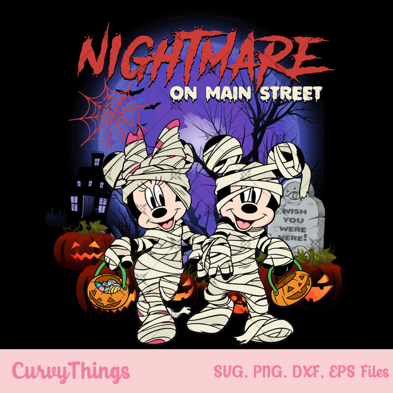 Mickey and Minnie Nightmare on Main street Png, Halloween Pumpkin Png, Mickey Not so scary Png, Trick or Treat Png - 1.jpg