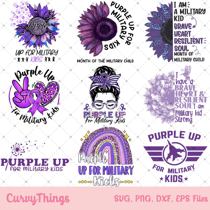 Purple up for military kids Png, Rainbow Purple up for military kids Png, Military Children Awareness Png, Month Of The Military Child Png - 1.jpg