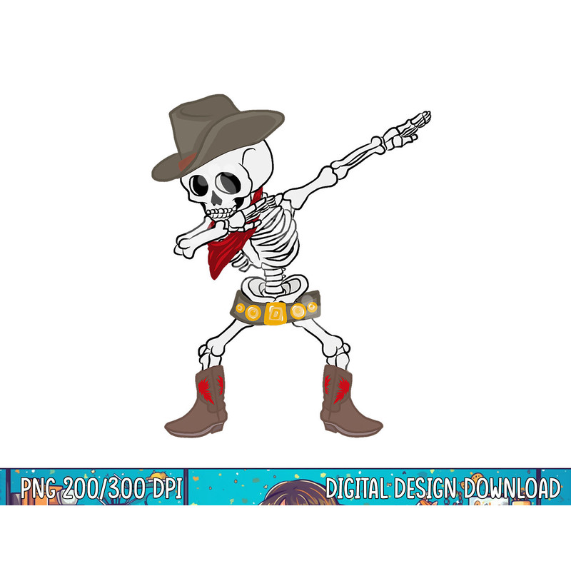 Dabbing Skeleton Cowboy Hat Halloween Kids Boys Dab Costume png, sublimation copy.jpg