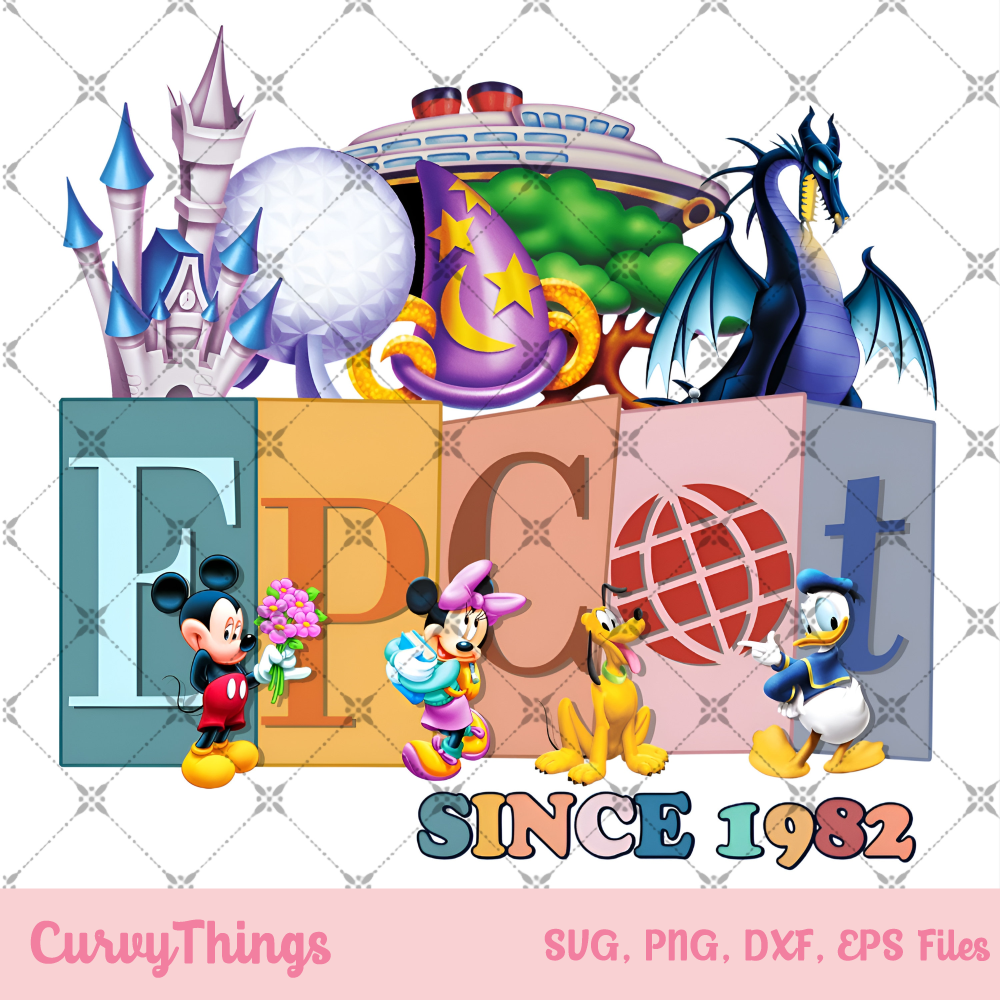 Vintage Epc0t 1982 Png, Mickey And Friends Vintage Png, Epc0t Trip Family Png - 1.jpg