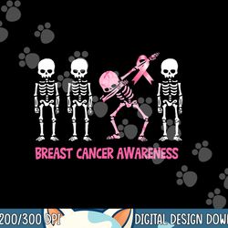 dabbing skeleton pink ribbon breast cancer halloween png, sublimation copy