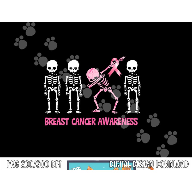 Dabbing Skeleton Pink Ribbon Breast Cancer Halloween png, sublimation copy.jpg