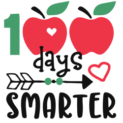 100 Days Smarter SVG, 100th Day of School Cut File, Girl's Shirt Design, Toddler Boy's Saying,  Silhouette & Cricut
