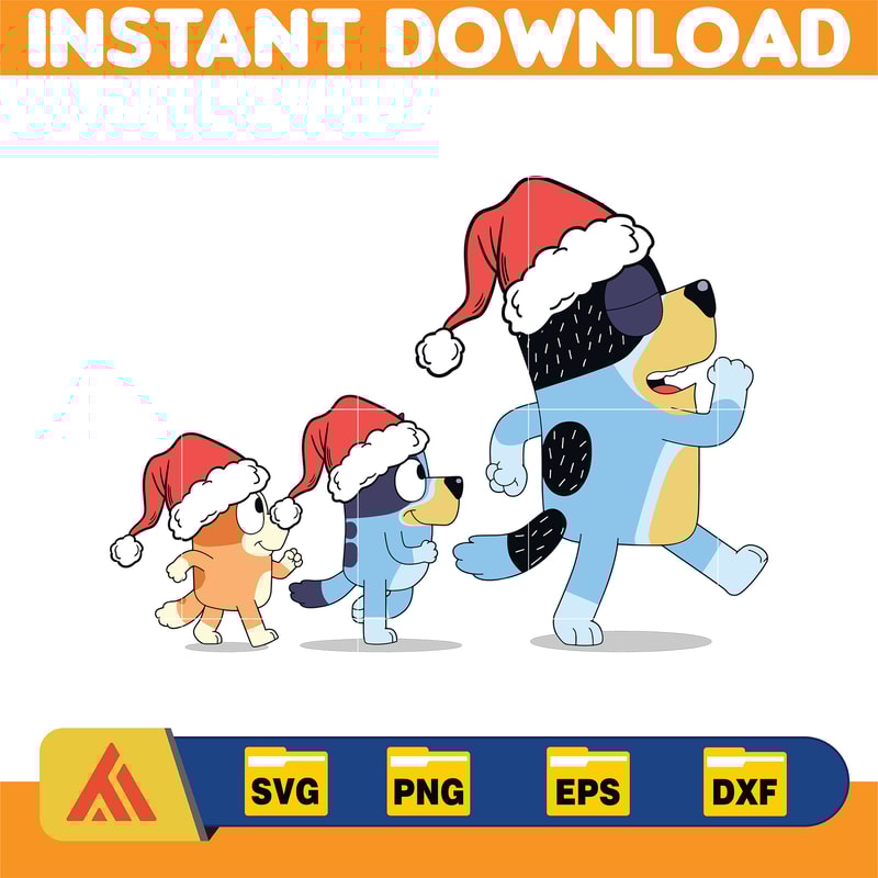 Merry Christmas Blue Dog Family SVG, family blue dog SVG, blue dog character, Blue dog cute svg, love bluey dog svg, Instant Download (11).jpg