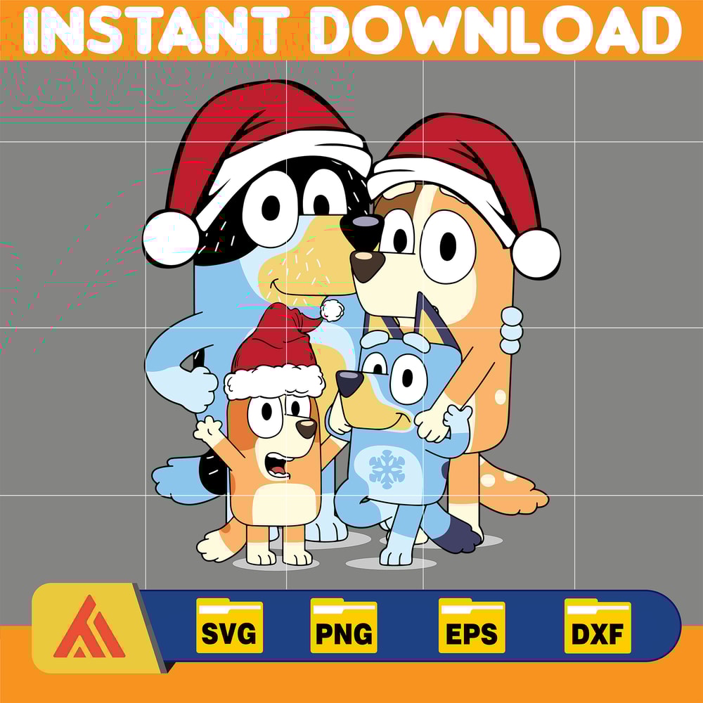 Merry Christmas Blue Dog Family SVG, family blue dog SVG, blue dog character, Blue dog cute svg, love bluey dog svg, Instant Download (13).jpg