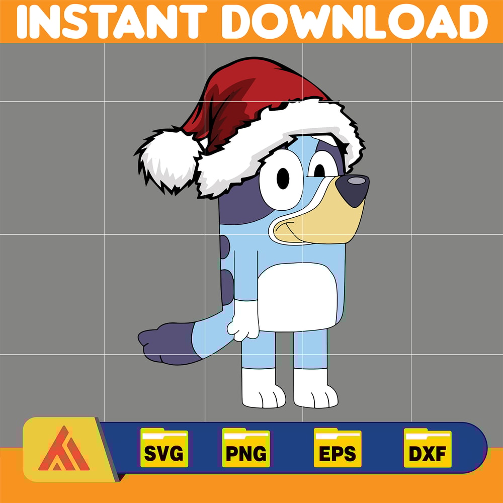 Merry Christmas Blue Dog Family SVG, family blue dog SVG, blue dog character, Blue dog cute svg, love bluey dog svg, Instant Download (4).jpg