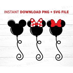 Mouse Balloons Bundle Svg, Mouse Ears Balloon, Mouse Ears Ballon Png, Family Trip 2023, Instant Download