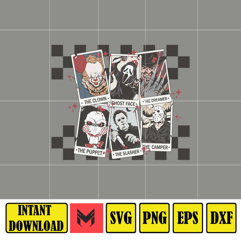 Horror Characters Tarot Card Svg, Horror Movie Killers Svg, Ghostface The Camper The Slasher Svg (2).jpg