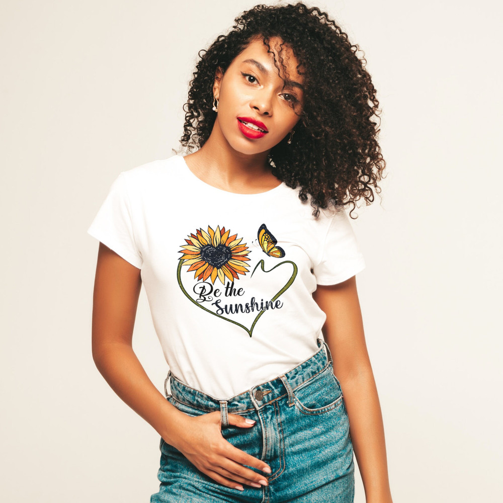 Be the sunshine png, Retro Sublimation Design Download, Sunflower Heart Png, Butterfly Png, Sunshine Shirt Design, Transparent background - 2.jpg