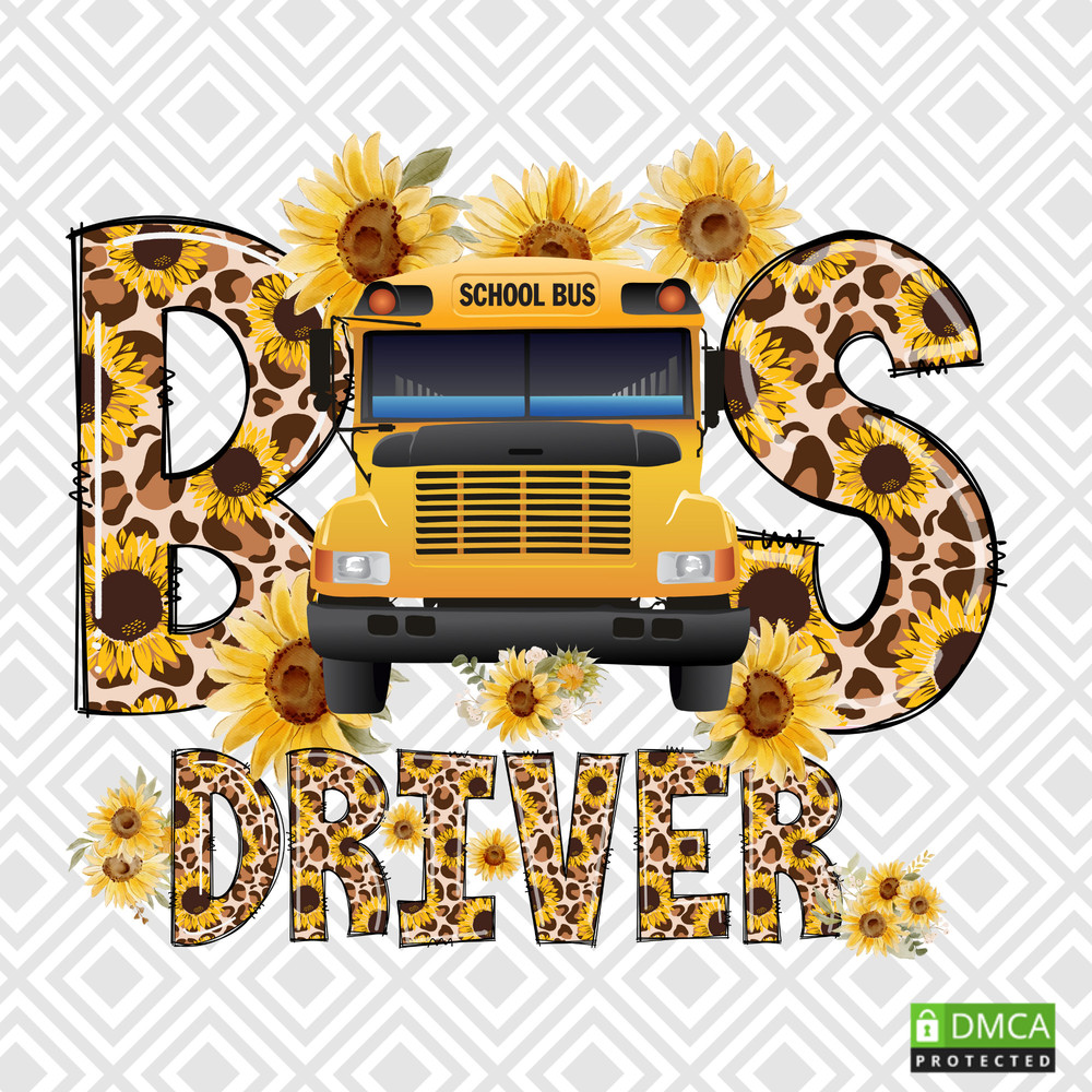 Bus Driver Png, School Bus Png, Sunflower School Bus Design, Sunflower Bus Driver, Bus Driver Shirt Png, School Bus Sublimation Design Png - 1.jpg