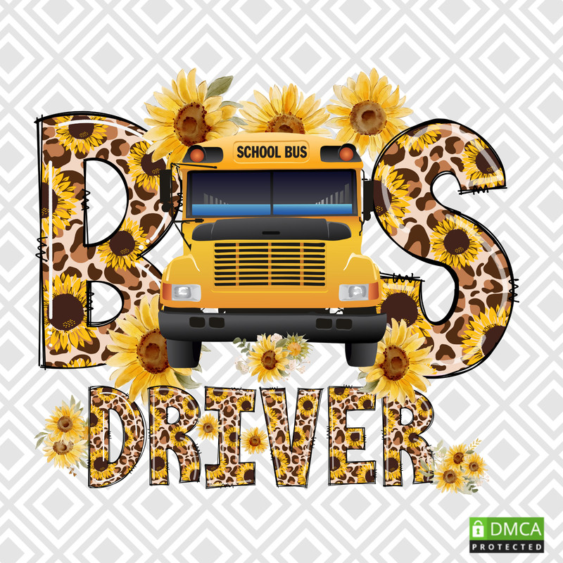 Bus Driver Png, School Bus Png, Sunflower School Bus Design, Sunflower Bus Driver, Bus Driver Shirt Png, School Bus Sublimation Design Png - 1.jpg