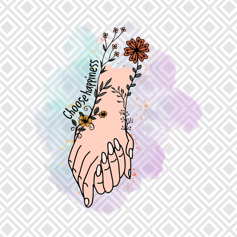 Choose Happiness PNG, Sublimation Designs Download, Vintage Wildflower, Stay Positive, Shirt Design Png, Positive Vibes, mug Sublimation png - 1.jpg