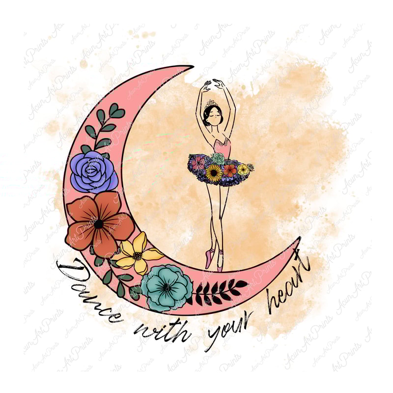 Dance with your heart Png, Ballet Dancer Floral Png, Ballet Png, Ballerina Png, Floral Moon design, Ballet Sublimation design, Dance Vibes - 1.jpg