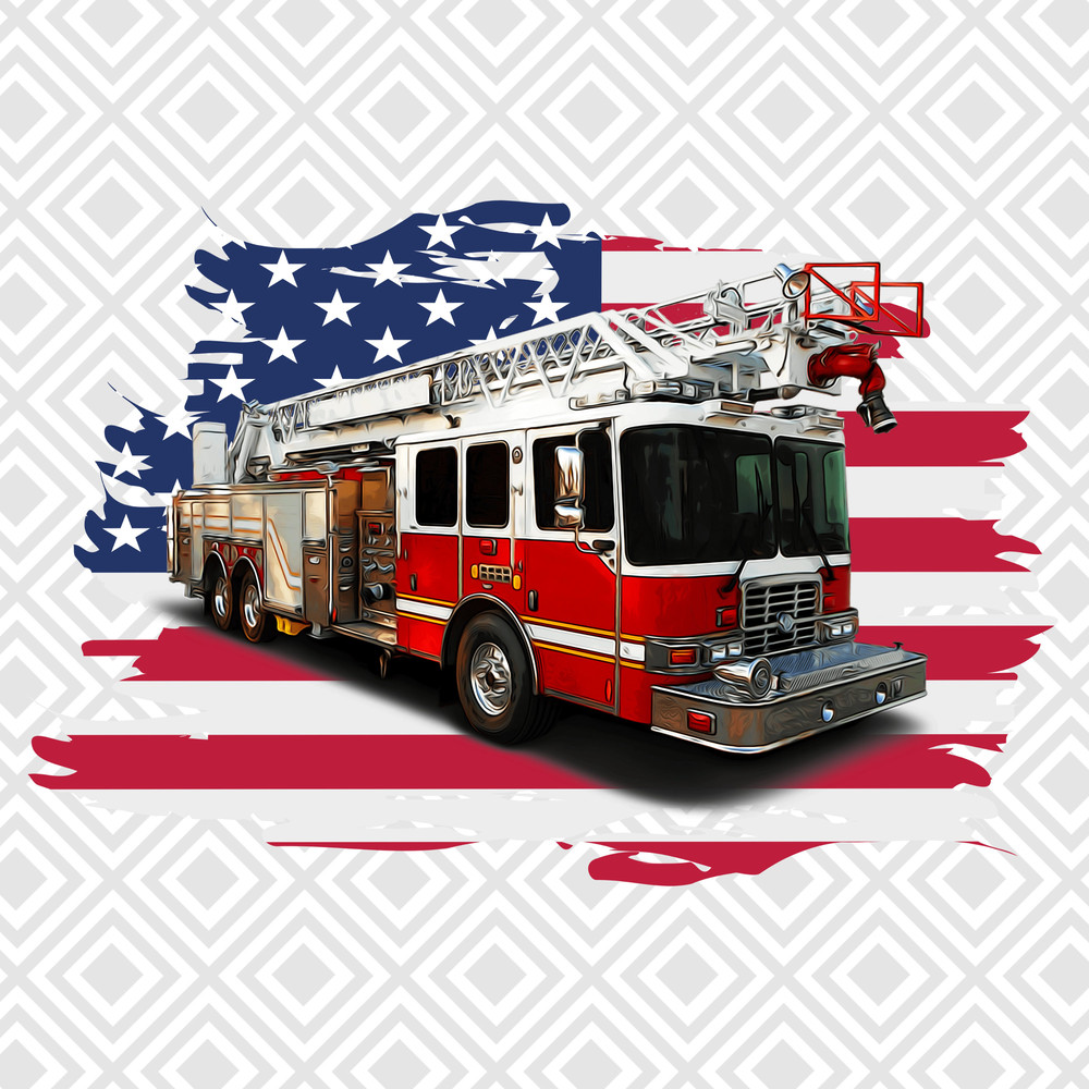 Fire Truck Sublimation design, American Flag Png, Fire Truck Png, American Flag Fire Truck Png, Fire Truck shirt design png, Firefighter Png - 1.jpg