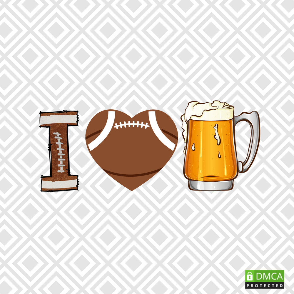 I Love Beer & Football Png, Love Football clipart, Love Beer, Football ball Heart, Beer Png, I Love Sublimation Design, I Love shirt design - 1.jpg