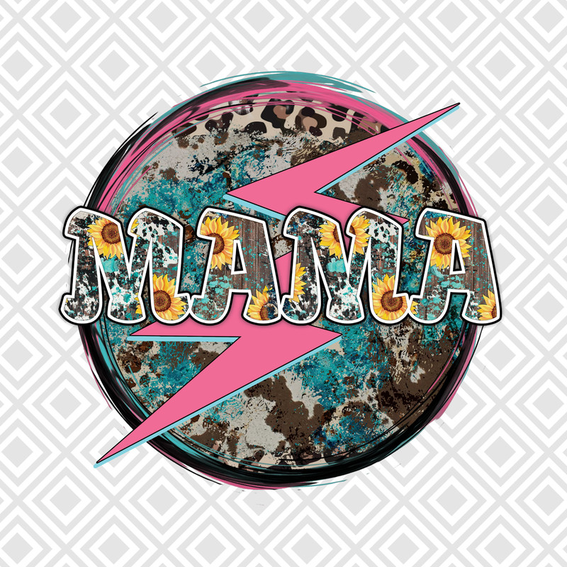 Mama Lightning Bolt Leopard Cheetah, Print Sublimation Designs, Mama Sunflower png, Sublimation Design Downloads, PNG Transparent - 1.jpg