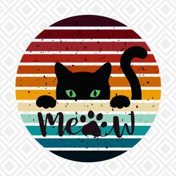 meow png, meow cat png, cat paw png, retro cat png, cat png, rainbow