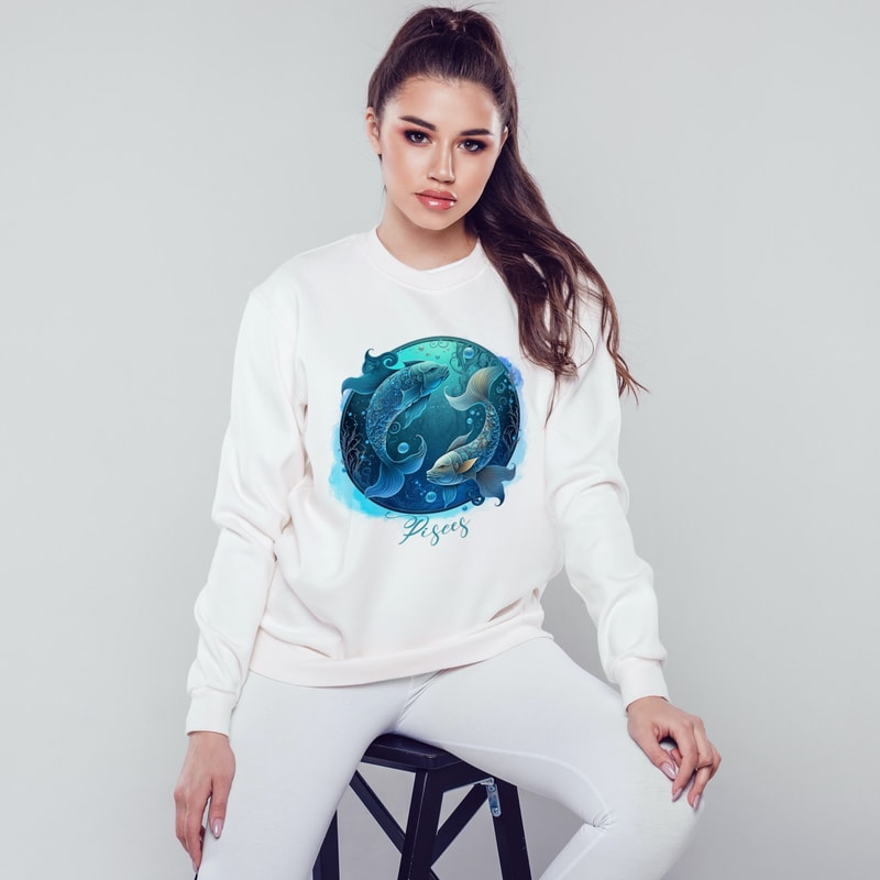 Pisces Zodiac Sign Sublimation Design, Pisces Png, Watercolor Astrological Sign Png, Celestial Zodiac Sublimation, Pisces Shirt design png - 2.jpg