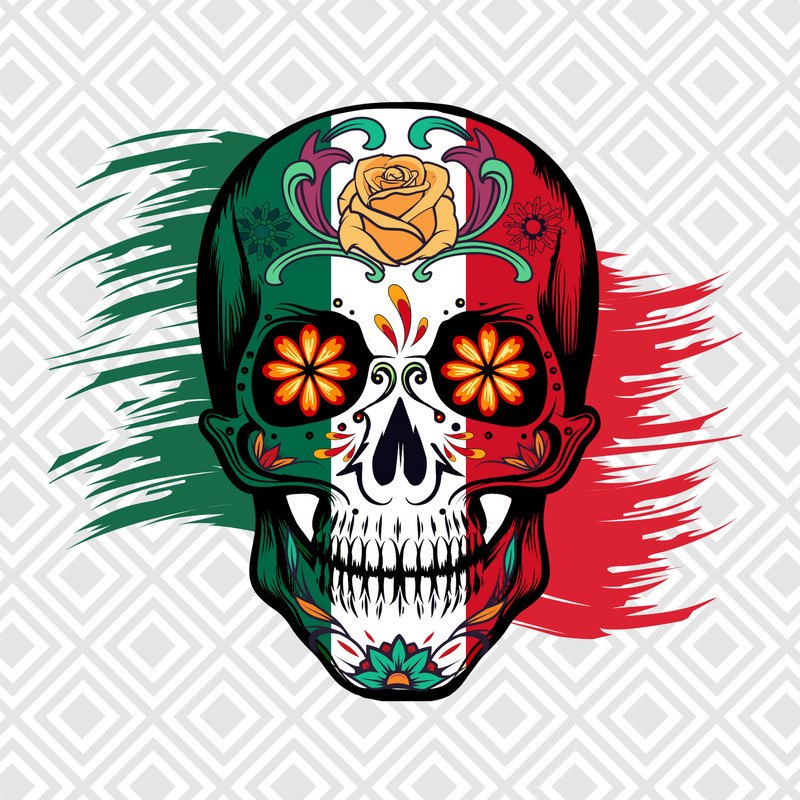 Sugar Skull PNG, Mexico Sugar Skull PNG, Day Of The Dead Png, Calavera Mexicana, Mexican Flag Skull Png, Sugar Skull Sublimation, Halloween - 1.jpg