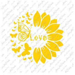 sunflower and butterfly png, love sunflower png, butterfly png, love