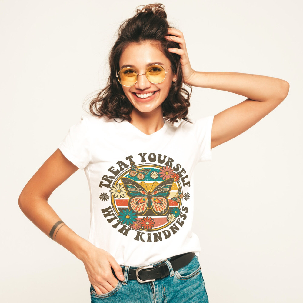 Treat Yourself With Kindness, Retro Sublimation Designs Download, Vintage Sublimation, Shirt Design Downloads, PNG sublimation for shirt - 2.jpg