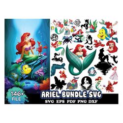 146 ariel bundle svg, princess svg, ariel svg, disney svg