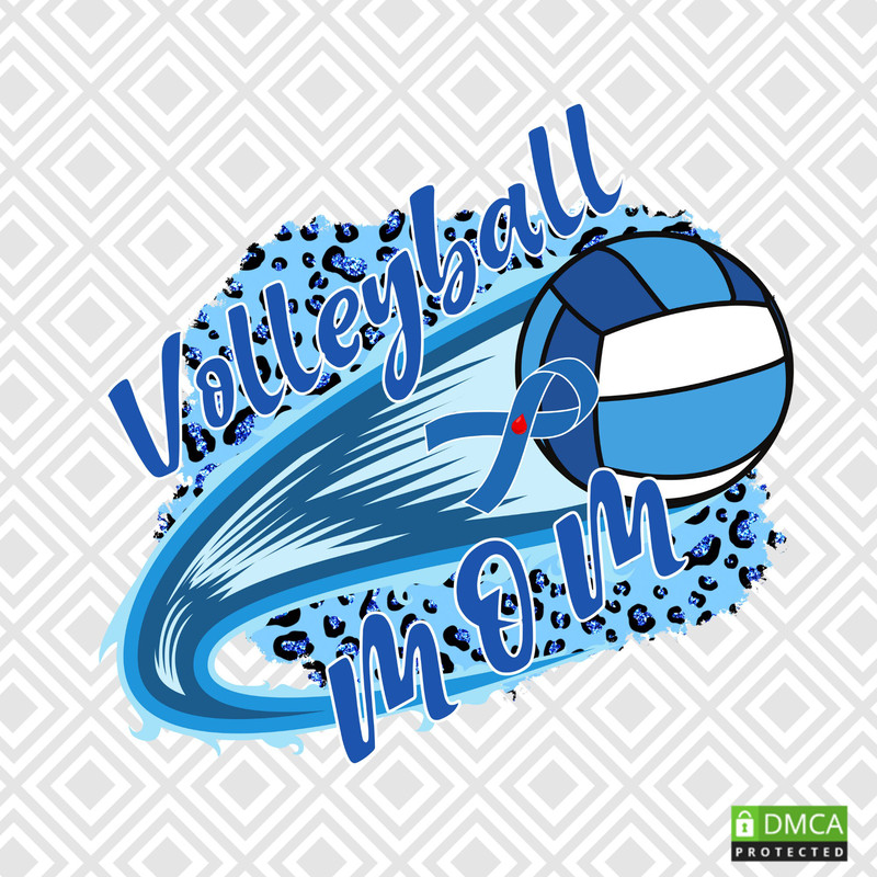 Volleyball Mom Png, Diabetes Awareness, Volleyball MOM sublimation design, Volleyball Mama, Leopard Volleyball Ball, Diabetes, Blue Ribbon - 1.jpg