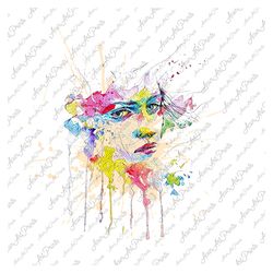 watercolor woman portrait png sublimation, woman portrait, watercolor