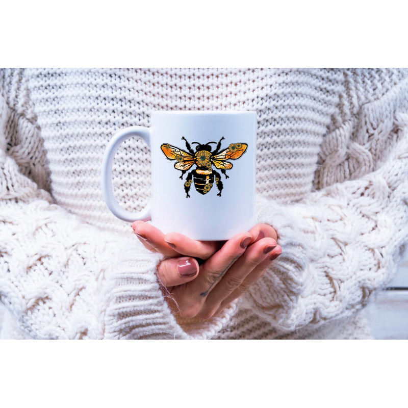 Western Bee With Sunflower Turquoise Gemstone Png Sublimation Design, Floral Bee Png, Hand Drawn Bee Png, Western Animals Png, Bee Portrait - 3.jpg