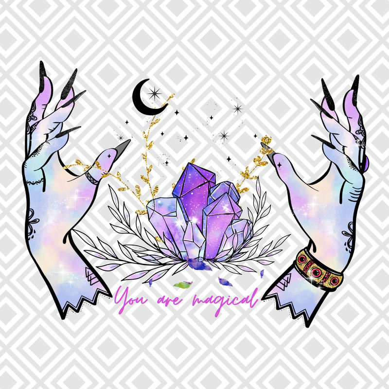 You are magical Png, Magical png, You are magic shirt design, Witchy hands Png, Moon Stars Crystals Sublimation, Halloween Png, Mystical Png - 1.jpg