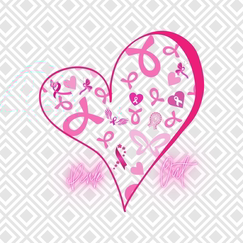 Pink out Cancer Awareness Png, Sublimation Designs Downloads, Pink out Heart, Positive Vibes, Breast Cancer png, Cancer Awareness, shirt png - 1.jpg