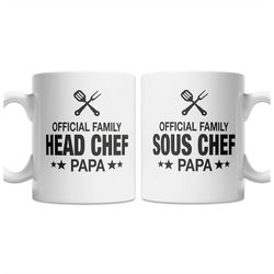 papa head chef mug - papa sous chef mug - papa cooking mug - funny papa gift mug - cute gift for papa