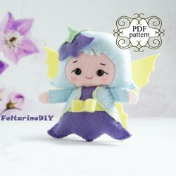 Felt doll pattern, Felt patterns, Fairy sewing pattern, PDF felt pattern, Cute tiny fairy flower, Bluebell doll