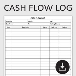 Printable Daily Cash Flow Log, Financial Management Record, Budgeting Planner, Income & Expense Tracker