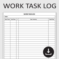 Printable Daily Work Task Log, Professional Job Tracker, Daily Task Management, Prioritize Assignments