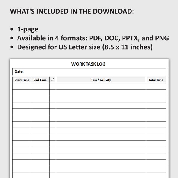 Printable Daily Work Task Log, Professional Job Tracker, Dai | Inspire ...