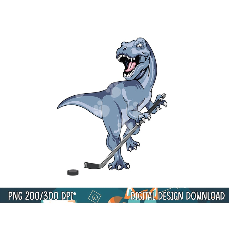 Dinosaur Hockey Stick Puck Goal Goalie TRex T-Rex Player Kid png, sublimation copy.jpg