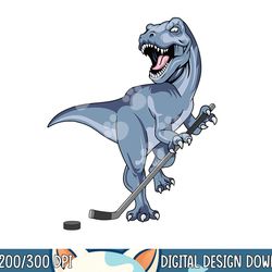 dinosaur hockey stick puck goal goalie trex t-rex player kid png, sublimation copy