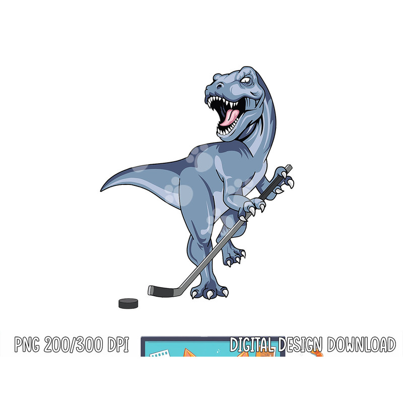 Dinosaur Hockey Stick Puck Goal Goalie TRex T-Rex Player Kid png, sublimation copy.jpg