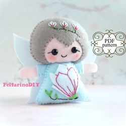 Fairy sewing pattern, Felt doll pattern, Felt patterns, Felt toy pattern, PDF felt pattern, Magnolia doll
