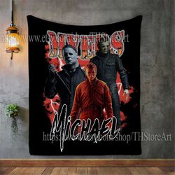 Michael Myers Blanket, Michael Myers Photo Blanket, Michael Myers Nick Castle Throw Blanket, Nick Castle Blanket Collage